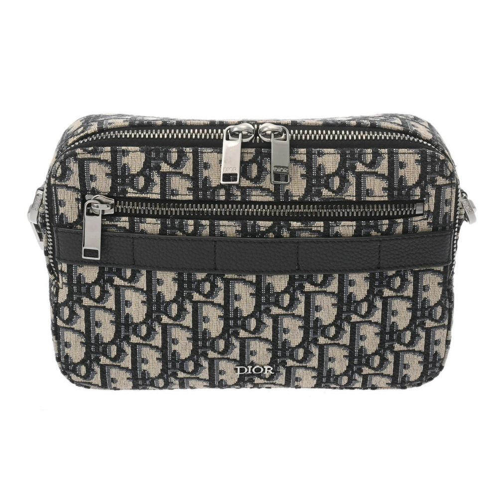 CHRISTIAN DIOR Oblique Safari Messenger Bag Navy Blue Canvas Shoulder